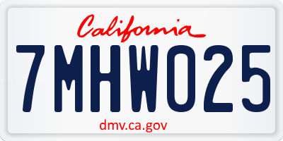 CA license plate 7MHW025