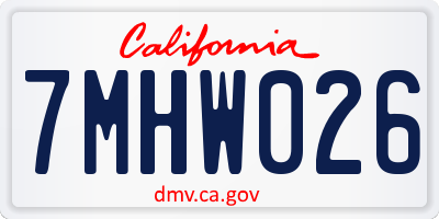 CA license plate 7MHW026