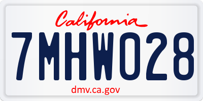 CA license plate 7MHW028