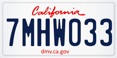 CA license plate 7MHW033
