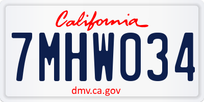 CA license plate 7MHW034