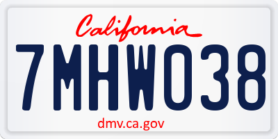 CA license plate 7MHW038