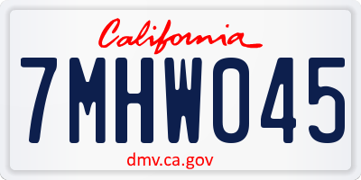 CA license plate 7MHW045