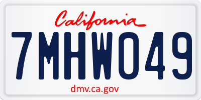 CA license plate 7MHW049