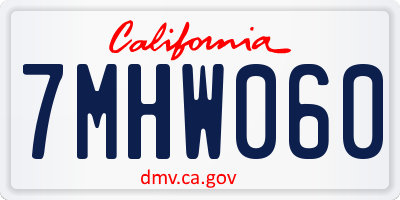 CA license plate 7MHW060