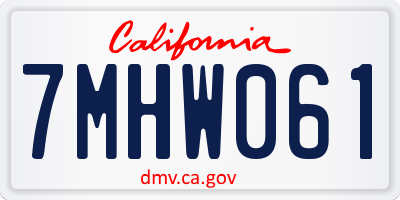 CA license plate 7MHW061