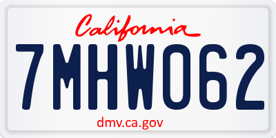 CA license plate 7MHW062