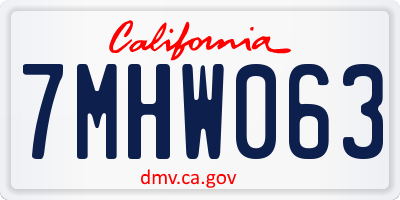 CA license plate 7MHW063