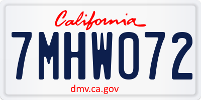 CA license plate 7MHW072