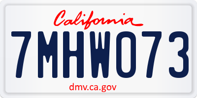 CA license plate 7MHW073