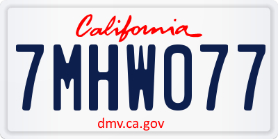 CA license plate 7MHW077