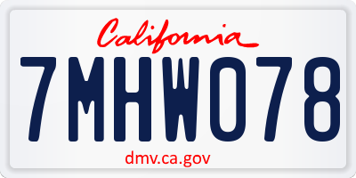 CA license plate 7MHW078