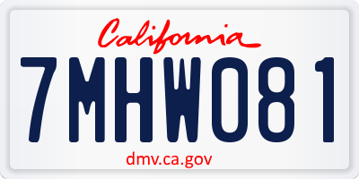 CA license plate 7MHW081