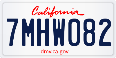 CA license plate 7MHW082