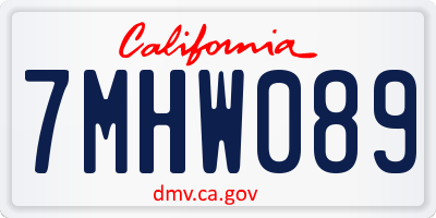 CA license plate 7MHW089