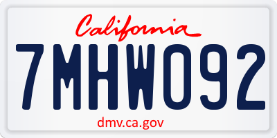 CA license plate 7MHW092