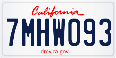 CA license plate 7MHW093