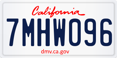 CA license plate 7MHW096
