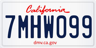 CA license plate 7MHW099
