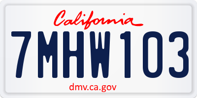 CA license plate 7MHW103