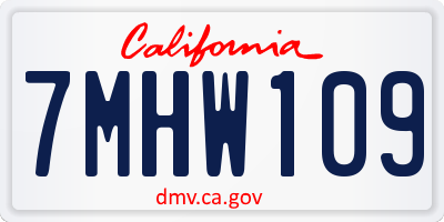 CA license plate 7MHW109