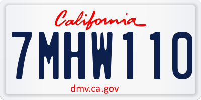 CA license plate 7MHW110