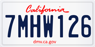 CA license plate 7MHW126