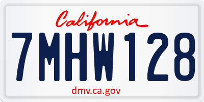 CA license plate 7MHW128