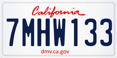 CA license plate 7MHW133