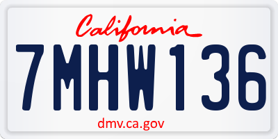 CA license plate 7MHW136