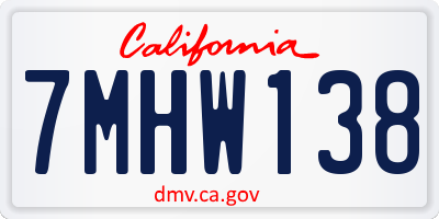 CA license plate 7MHW138