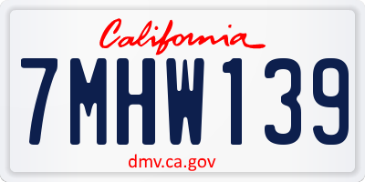 CA license plate 7MHW139