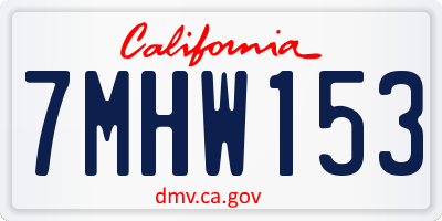 CA license plate 7MHW153