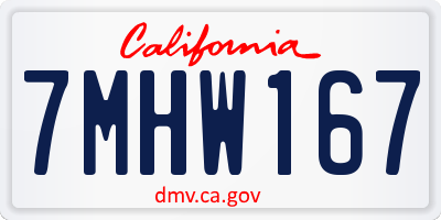 CA license plate 7MHW167