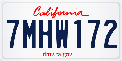 CA license plate 7MHW172