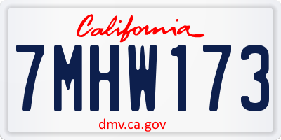 CA license plate 7MHW173