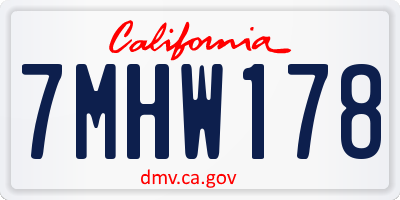 CA license plate 7MHW178