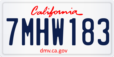 CA license plate 7MHW183