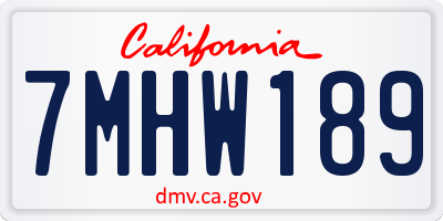 CA license plate 7MHW189