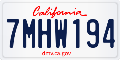 CA license plate 7MHW194