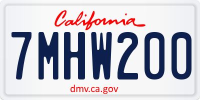 CA license plate 7MHW200
