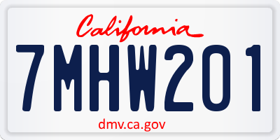 CA license plate 7MHW201