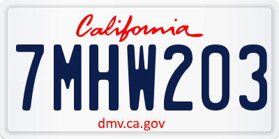 CA license plate 7MHW203