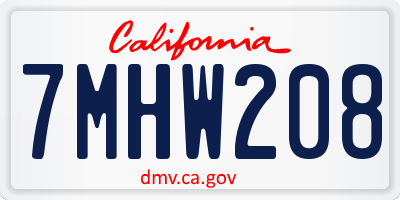 CA license plate 7MHW208