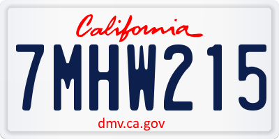 CA license plate 7MHW215