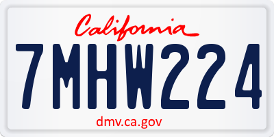CA license plate 7MHW224
