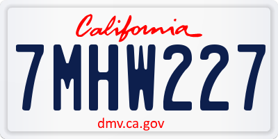 CA license plate 7MHW227