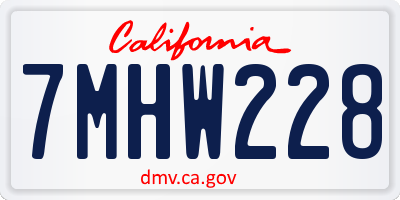 CA license plate 7MHW228