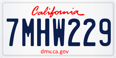 CA license plate 7MHW229