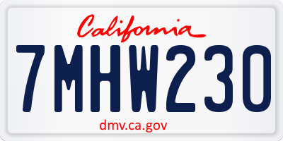 CA license plate 7MHW230